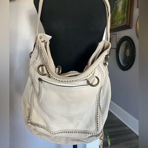 Free People Cream Leather Shoulder Bag